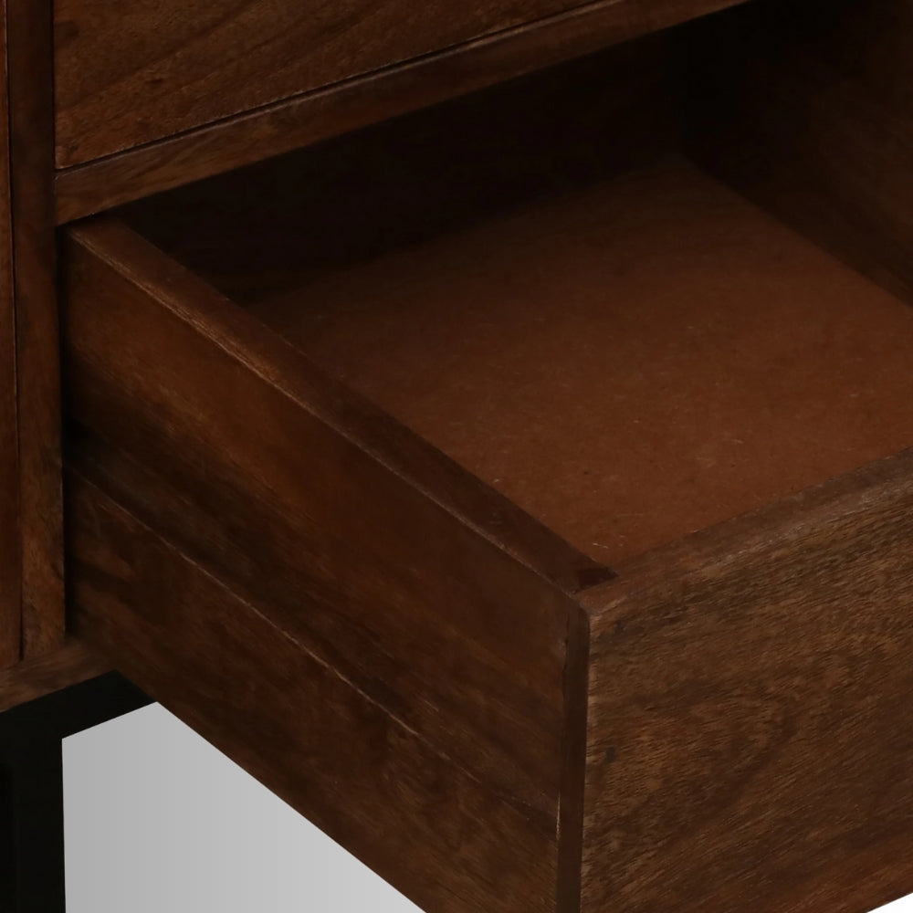 Kunte Wooden Storage Wardrobe with Drawers (Walnut)