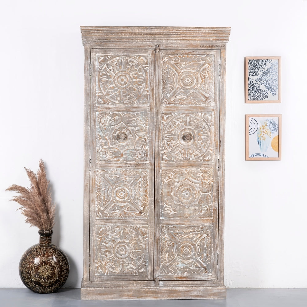 Kruke Wooden Storage Almirah (Grey Distress)