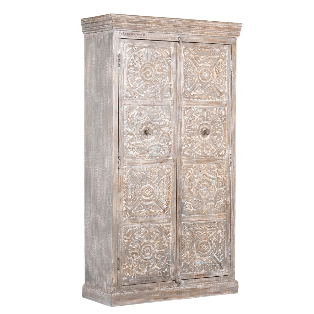 Kruke Wooden Storage Almirah (Grey Distress)