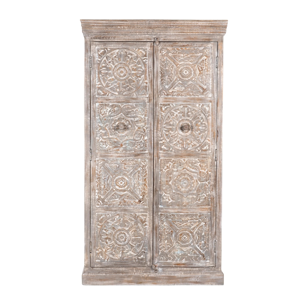Kruke Wooden Storage Almirah (Grey Distress)