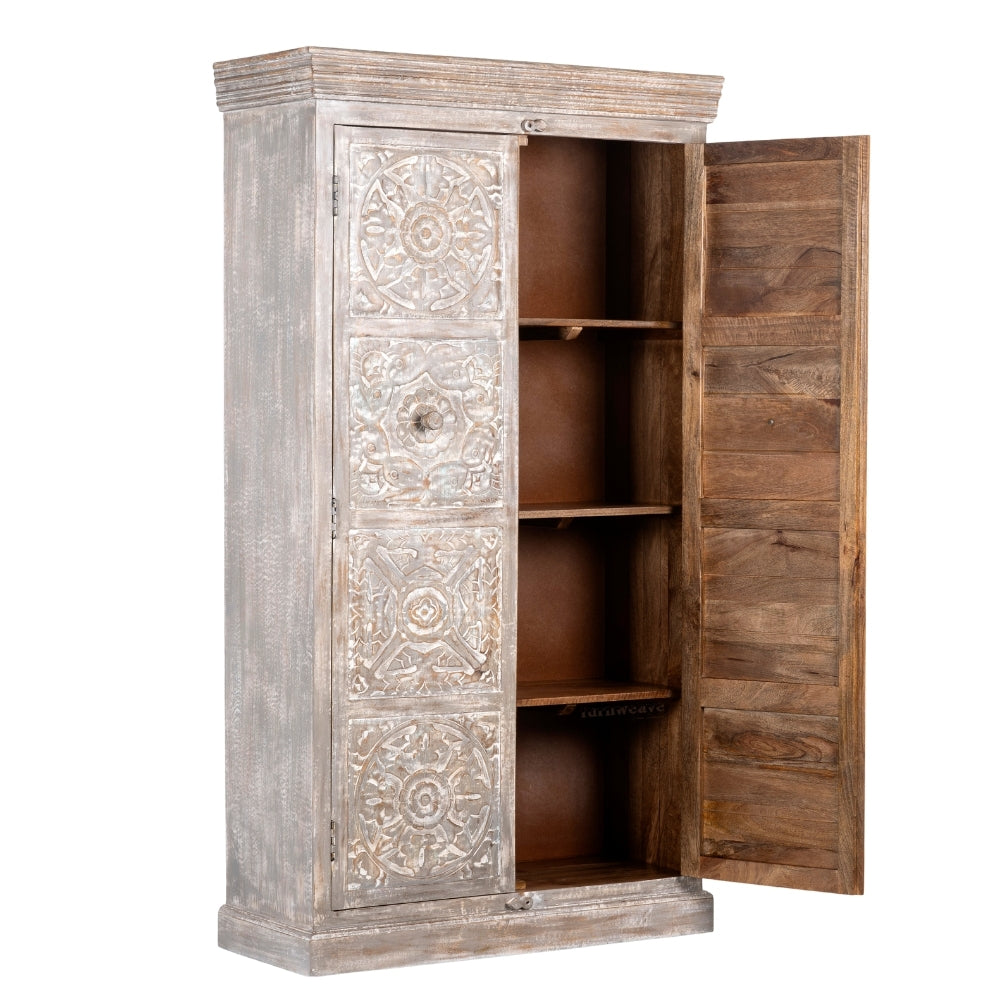 Kruke Wooden Storage Almirah (Grey Distress)
