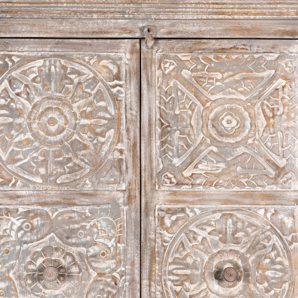 Kruke Wooden Storage Almirah (Grey Distress)