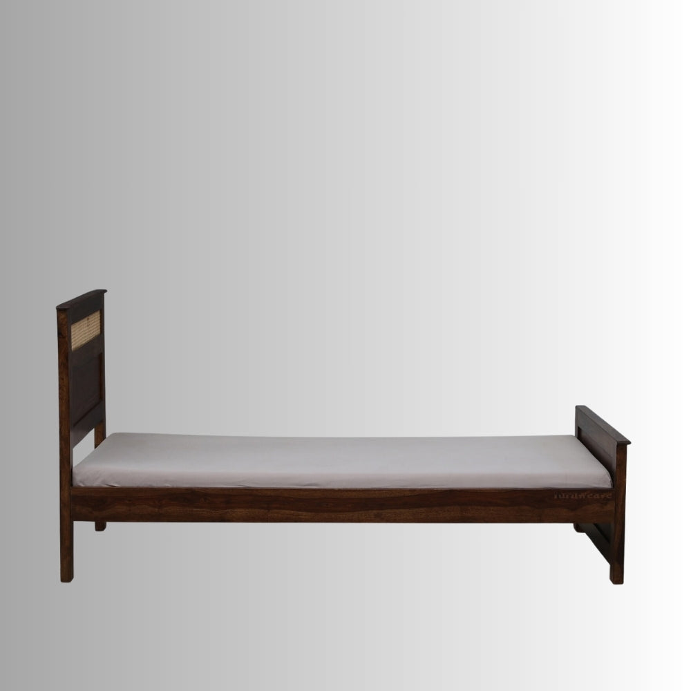 Manthan Solid Wood Single Bed (Walnut)