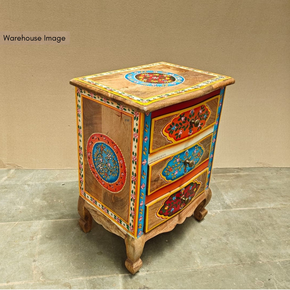 Itia Wooden Side Table (Handpainted)