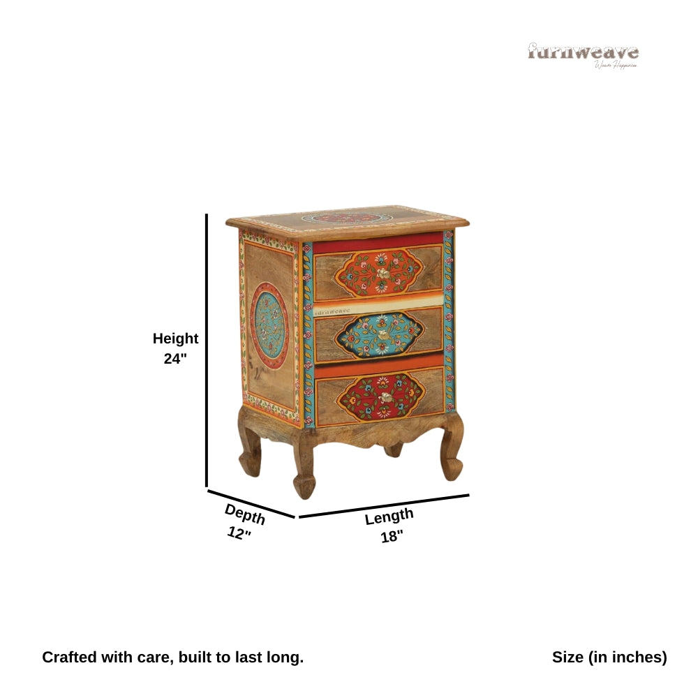 Itia Wooden Side Table (Handpainted)