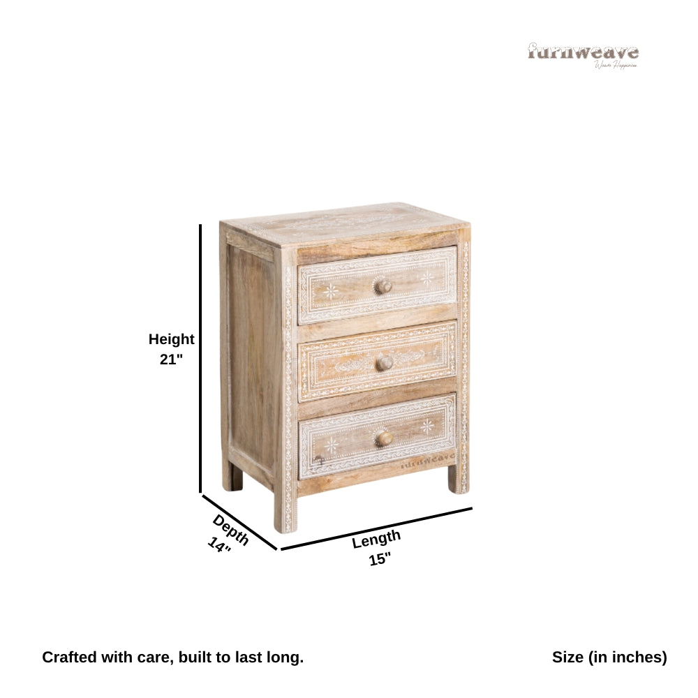 Okeve Wooden Handpainted Bedside (Handpainted)