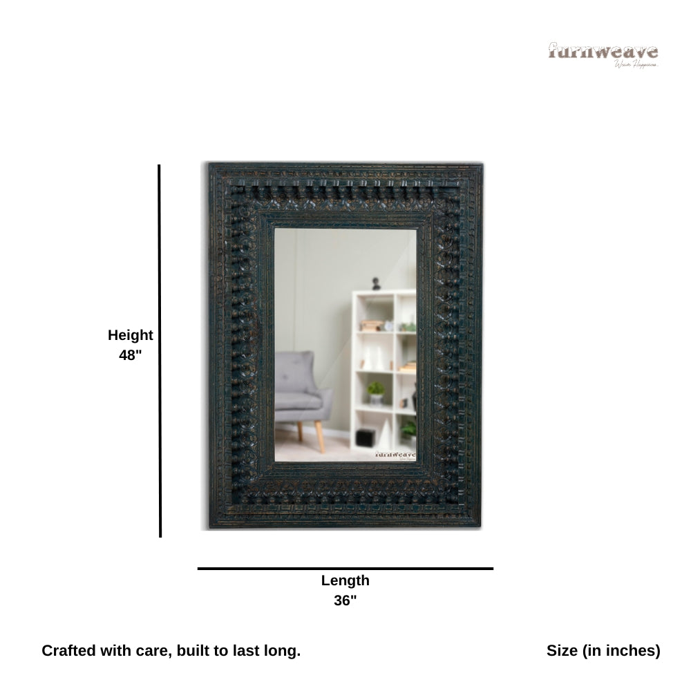Uuvo Wooden Carved Wall Mirror Frame (Antique Green)