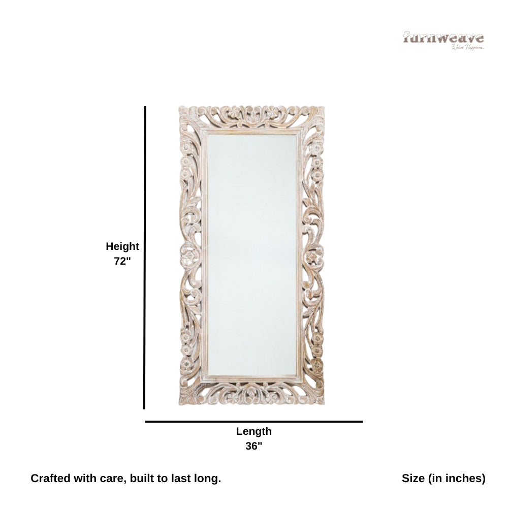 Yuko Wooden Large Mirror Frame A(White Distress)
