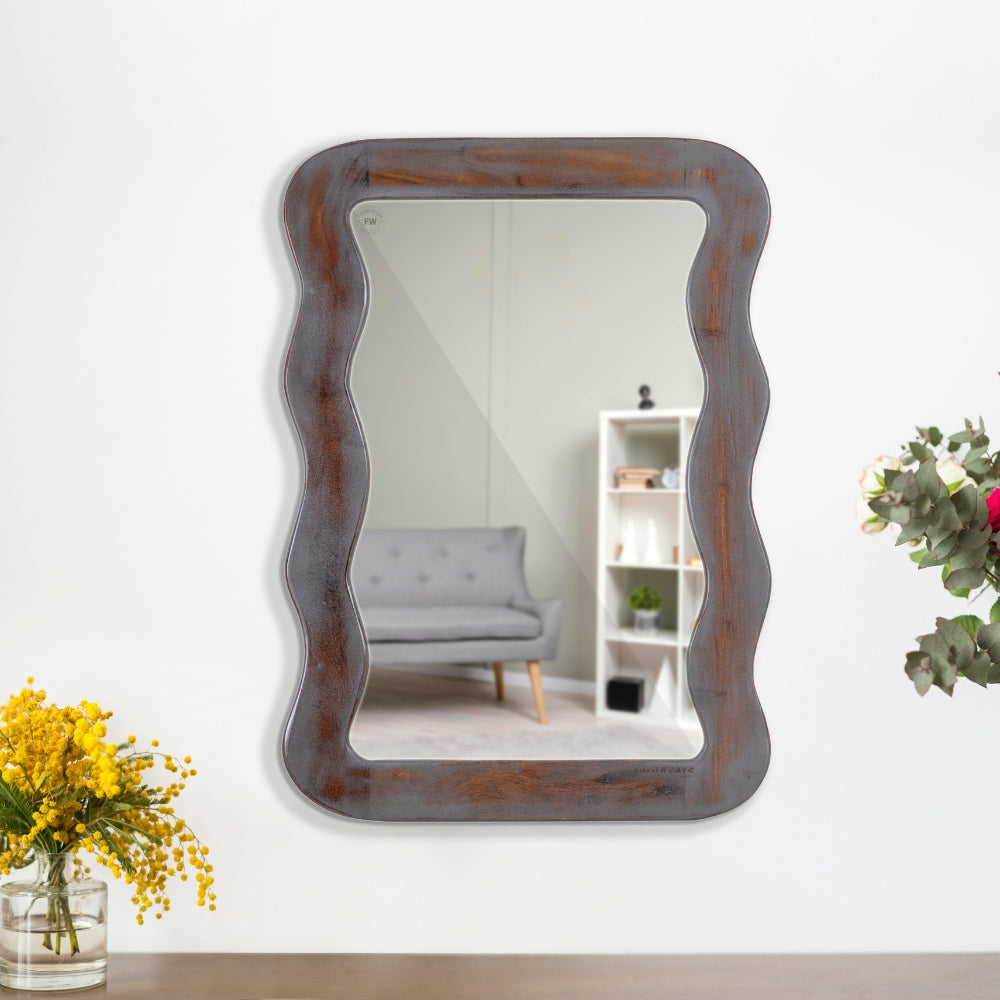 Jevar Wooden Premium Solid Wood Mirror Frame (Grey Distress)