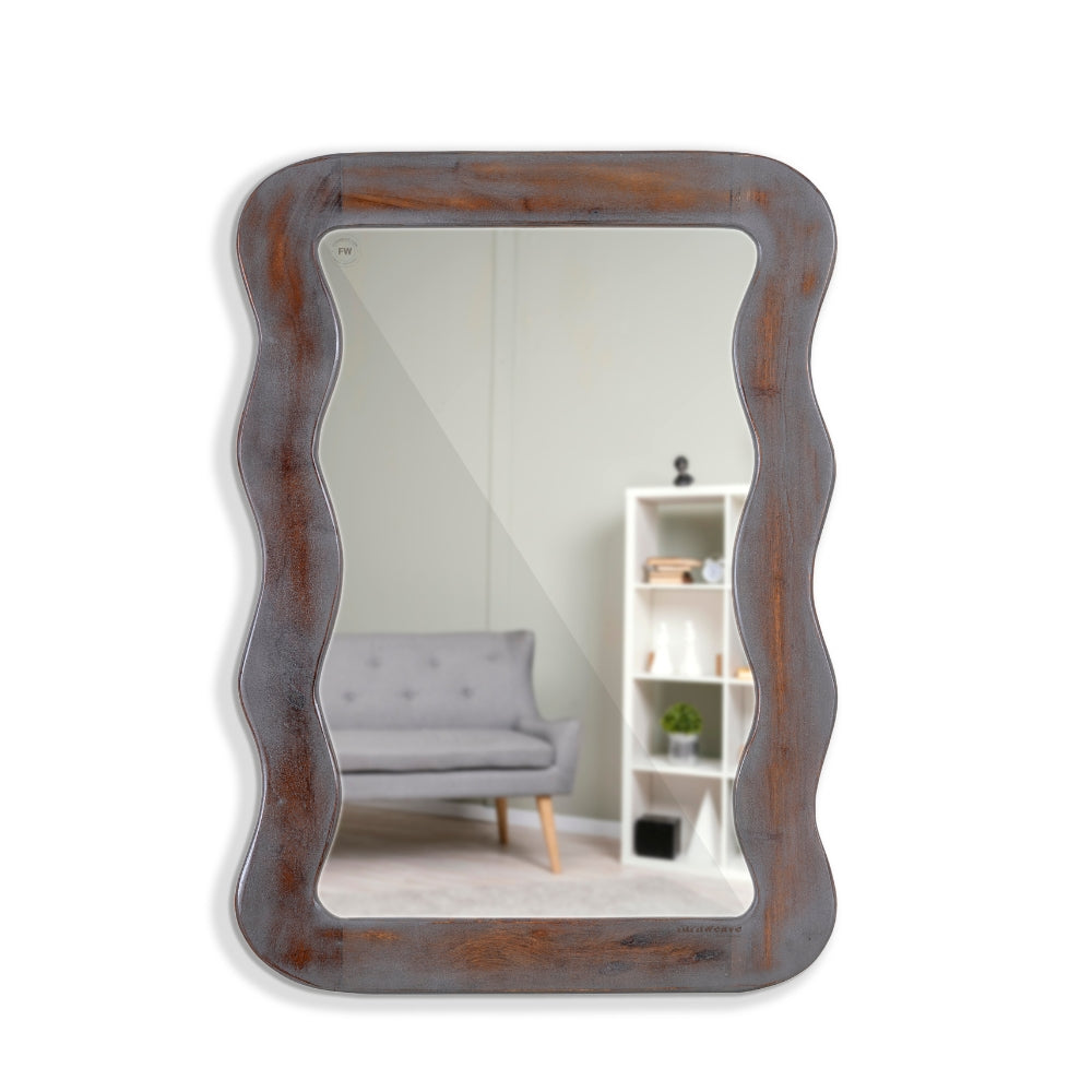 Jevar Wooden Premium Solid Wood Mirror Frame (Grey Distress)