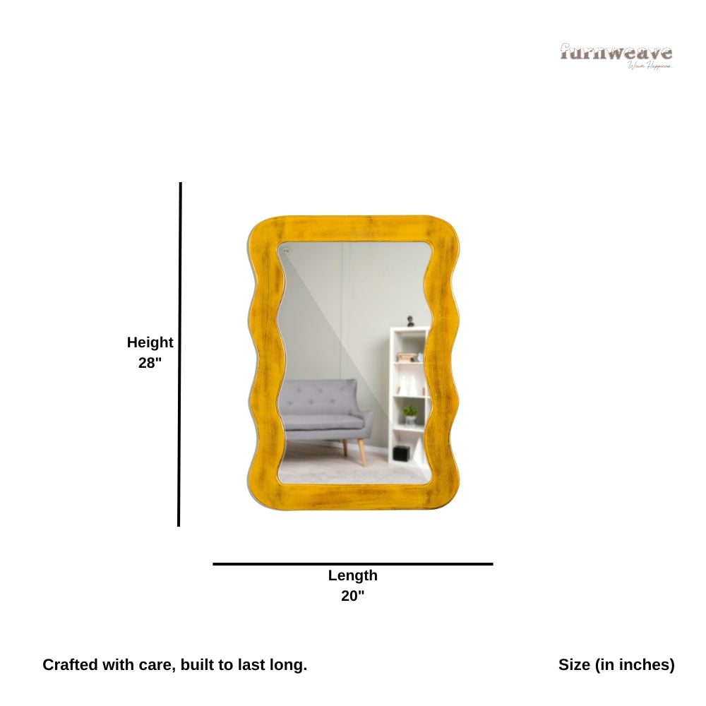 Jevar Wooden Premium Solid Wood Mirror Frame (Yellow Distress)