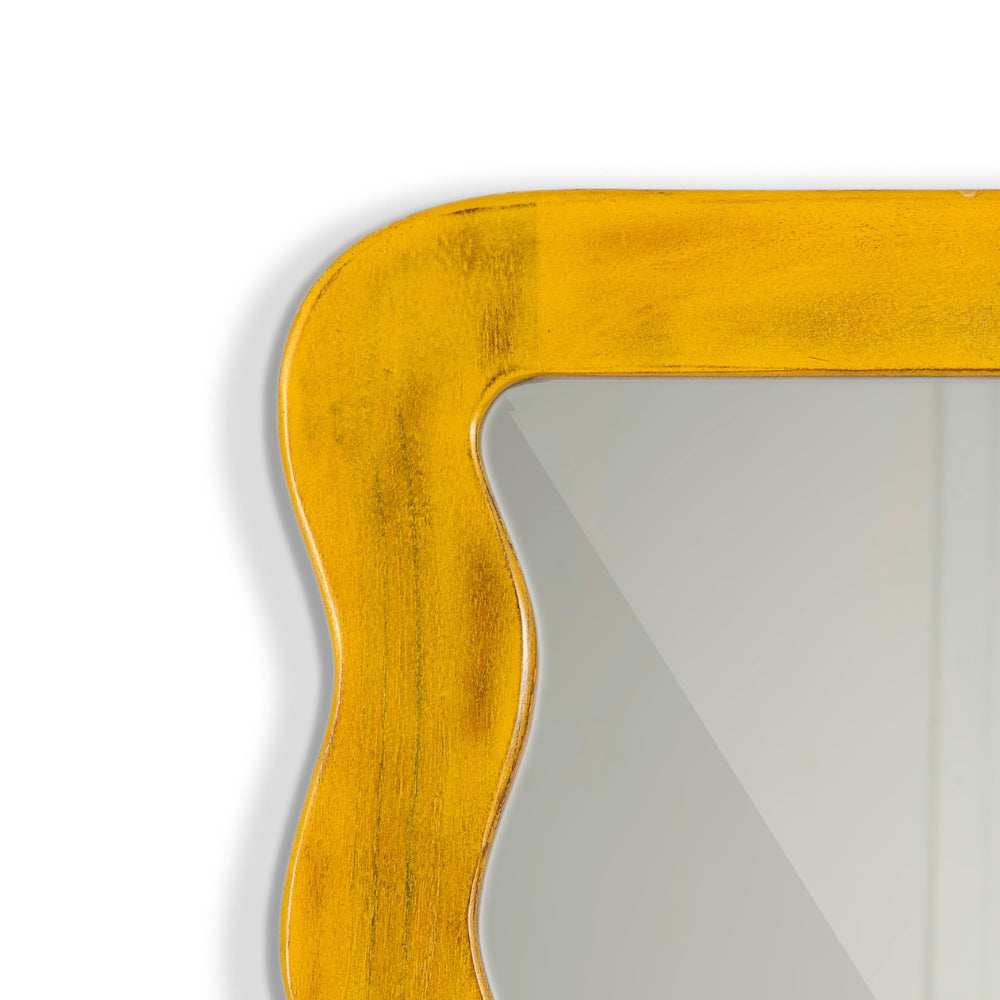 Jevar Wooden Premium Solid Wood Mirror Frame (Yellow Distress)