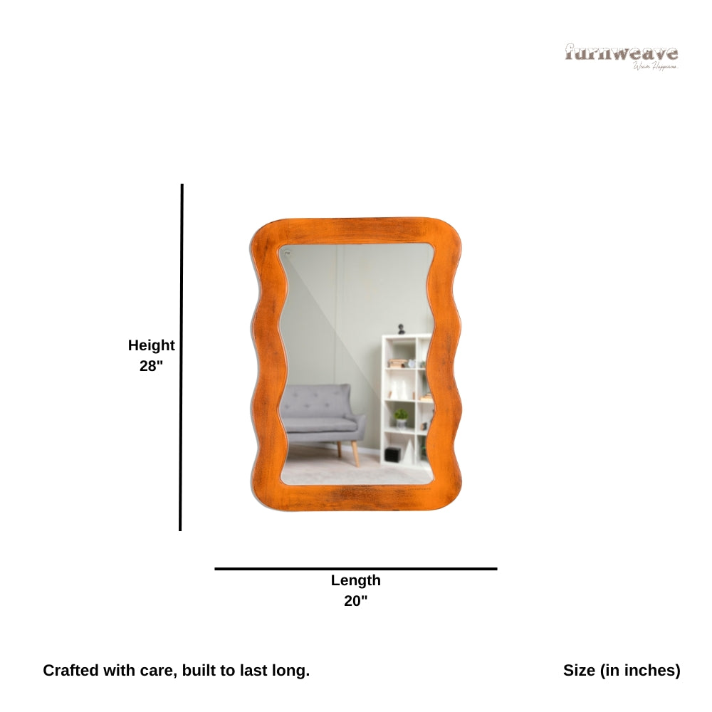 Jevar Wooden Premium Solid Wood Mirror Frame (Orange Distress)