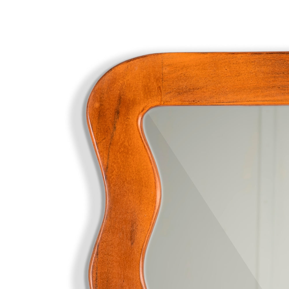 Jevar Wooden Premium Solid Wood Mirror Frame (Orange Distress)