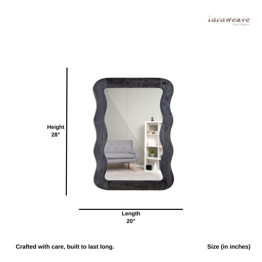 Jevar Wooden Premium Solid Wood Mirror Frame (Black Texture)