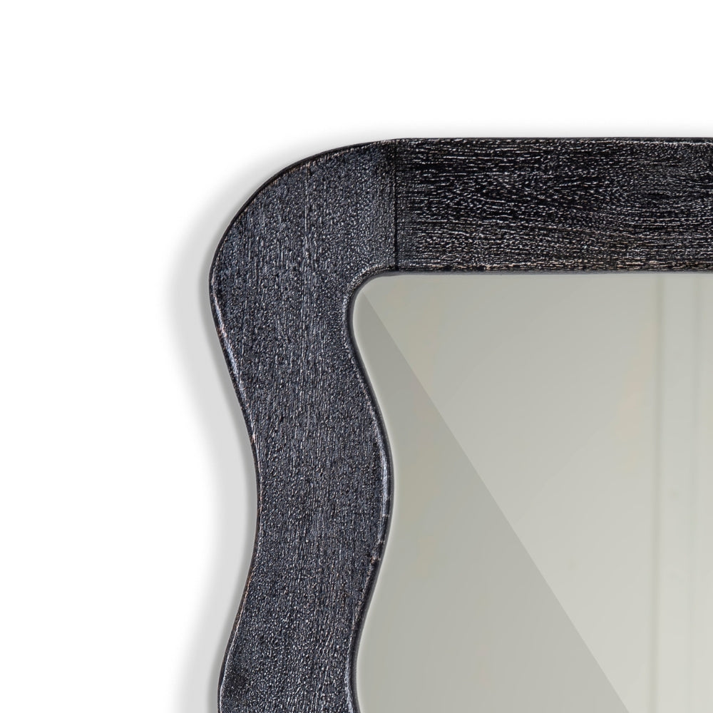 Jevar Wooden Premium Solid Wood Mirror Frame (Black Texture)