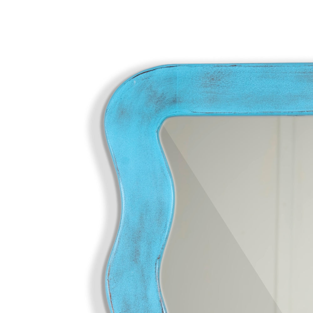 Jevar Wooden Premium Solid Wood Mirror Frame (Blue Distress)