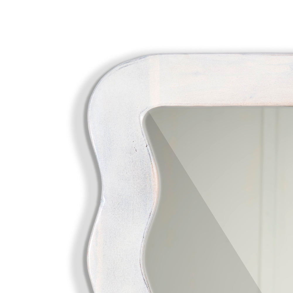 Jevar Wooden Premium Solid Wood Mirror Frame (White Antique)