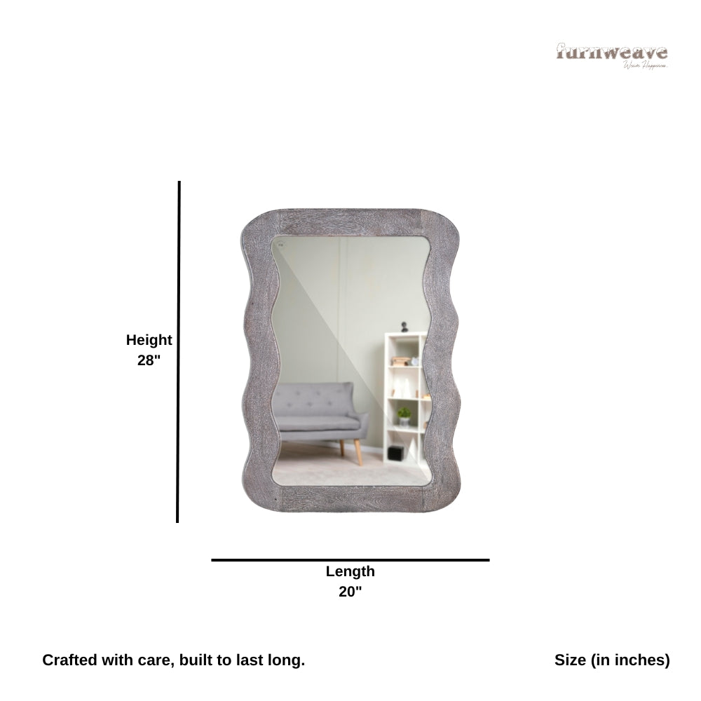 Jevar Wooden Premium Solid Wood Mirror Frame (Grey Texture)