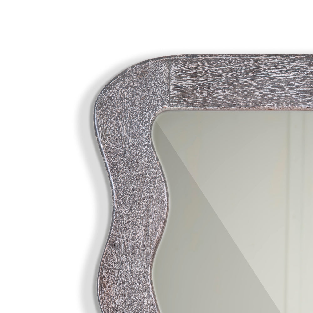 Jevar Wooden Premium Solid Wood Mirror Frame (Grey Texture)