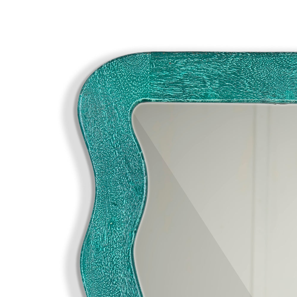 Jevar Wooden Premium Solid Wood Mirror Frame (Turquoise Texture)