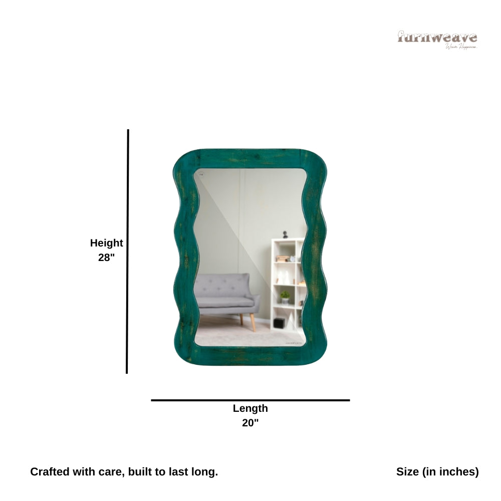 Jevar Wooden Premium Solid Wood Mirror Frame (Green Distress)