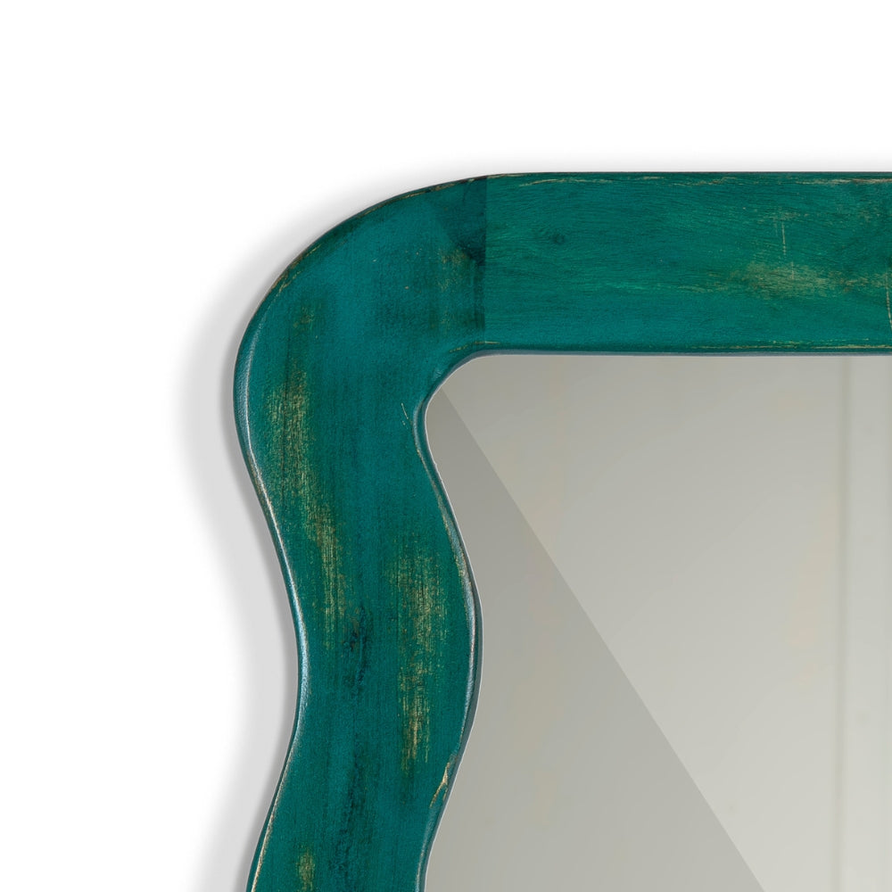 Jevar Wooden Premium Solid Wood Mirror Frame (Green Distress)