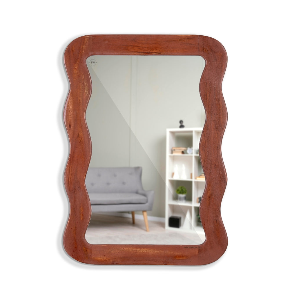 Jevar Wooden Premium Solid Wood Mirror Frame (Brown Distress)