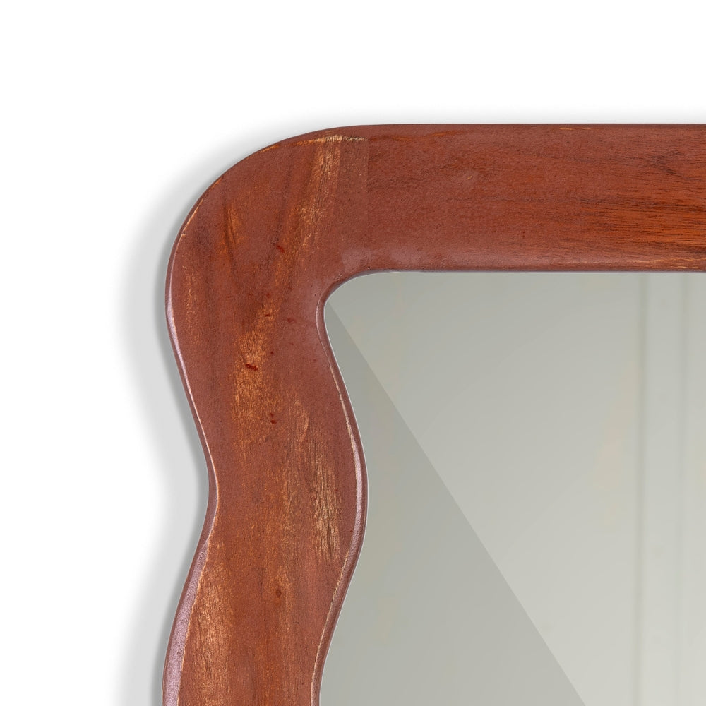 Jevar Wooden Premium Solid Wood Mirror Frame (Brown Distress)