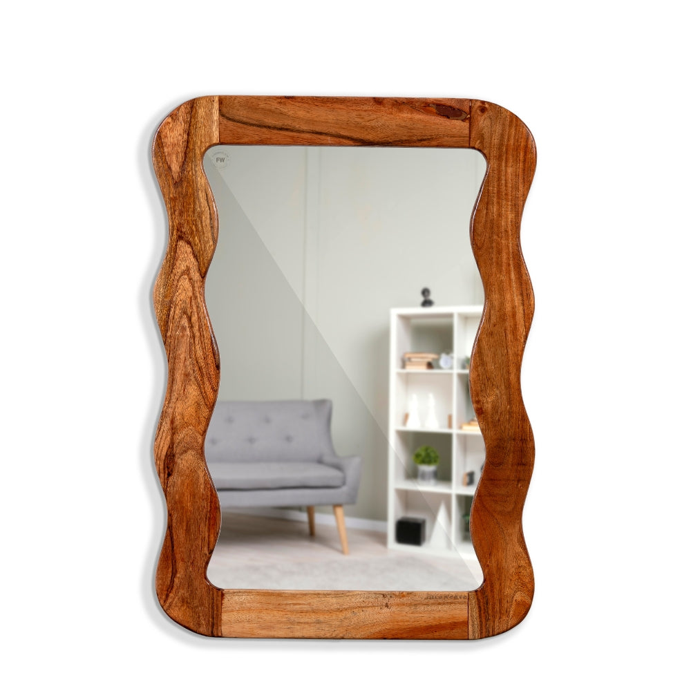 Jevar Wooden Premium Solid Wood Mirror Frame (Natural)