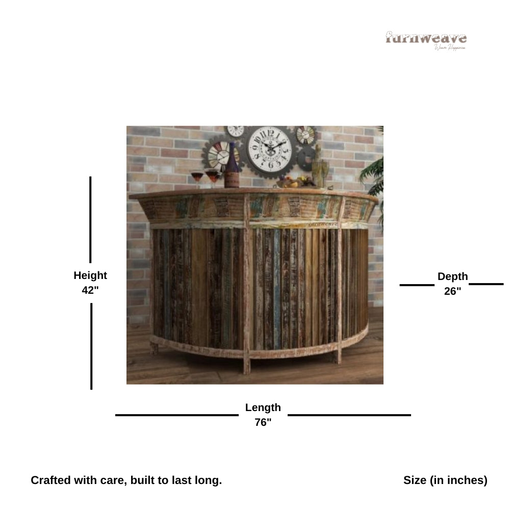 Dine Wooden Rustic Finish Bar Counter Cabinet