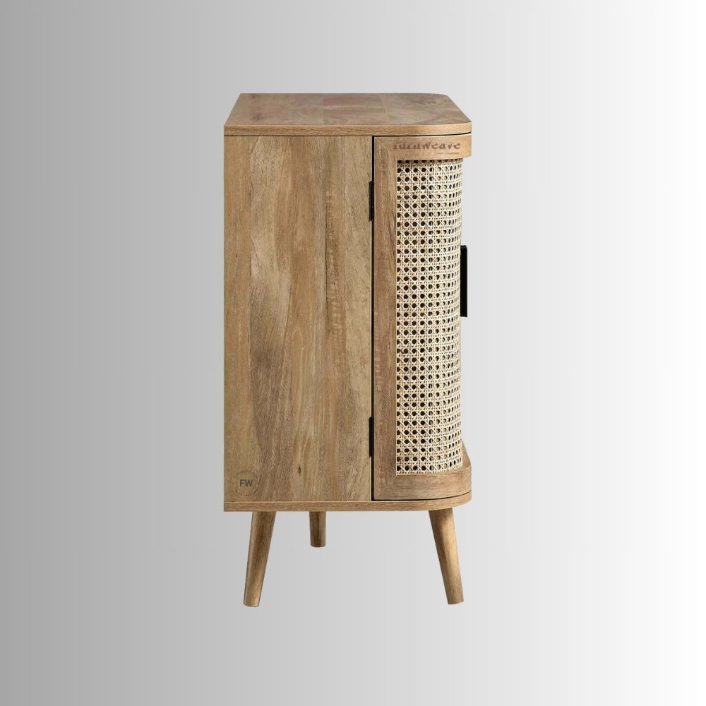 Dazel Wooden Rattan Cabinet (Light Walnut)