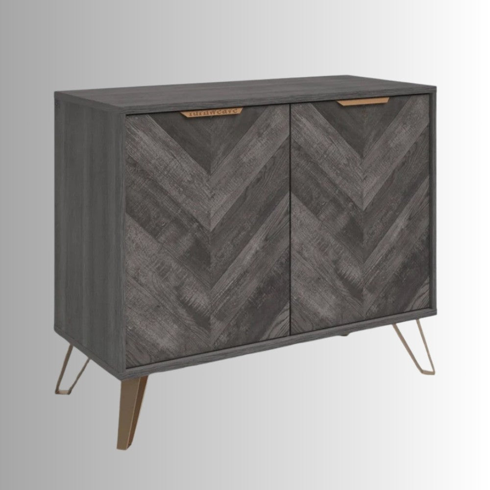 Uvena Wooden Two Door Cabinet (Grey Distress) | Wooden Sideboards Online | Cabinet Sideboard | Solid Wood Furniture Online | Furnweave