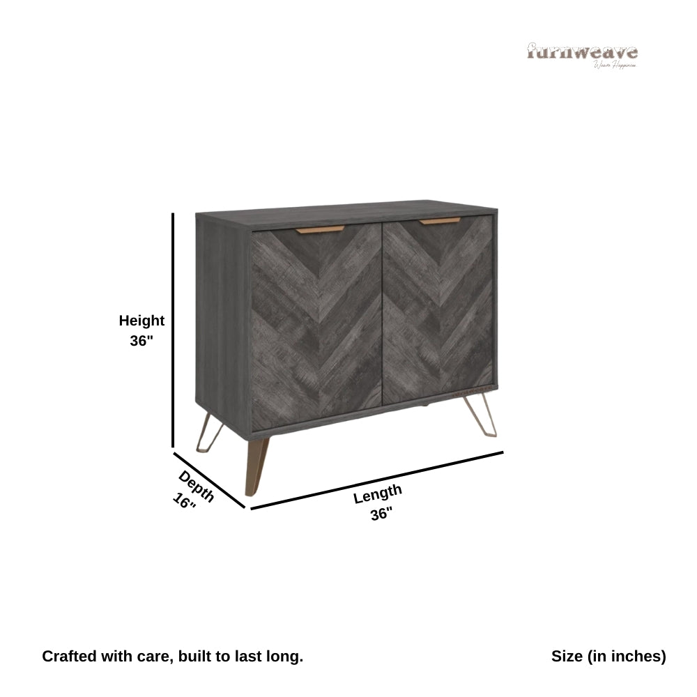 Uvena Wooden Two Door Cabinet (Grey Distress)