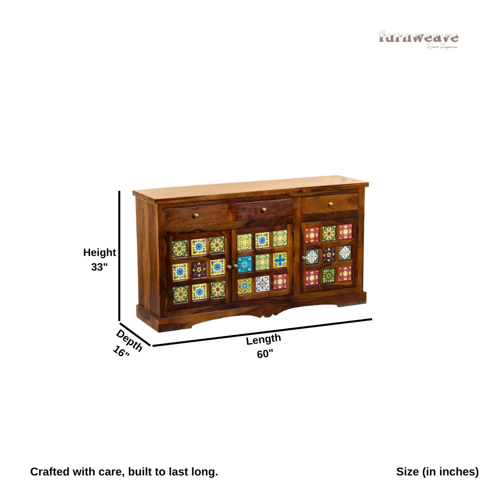 Siras Wooden Sideboard Cabinet (Teak)
