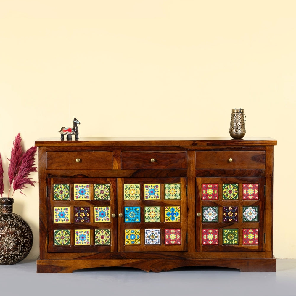 Siras Wooden Sideboard Cabinet (Teak)