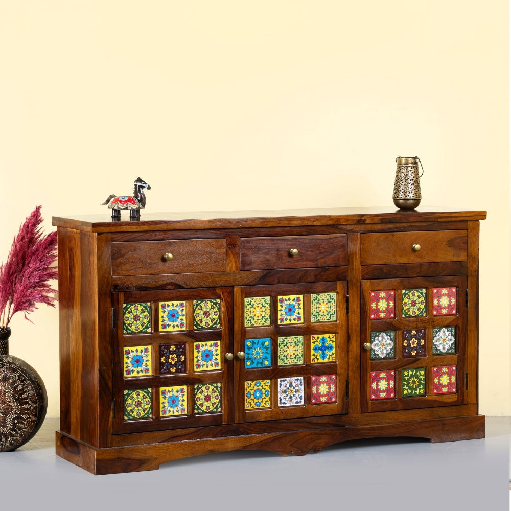 Siras Wooden Sideboard Cabinet (Teak)
