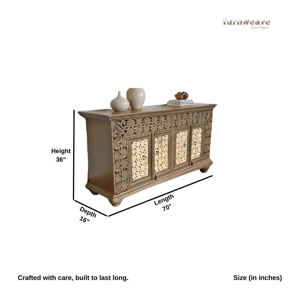 Eistha Wooden Carved Sideboard (Brown)