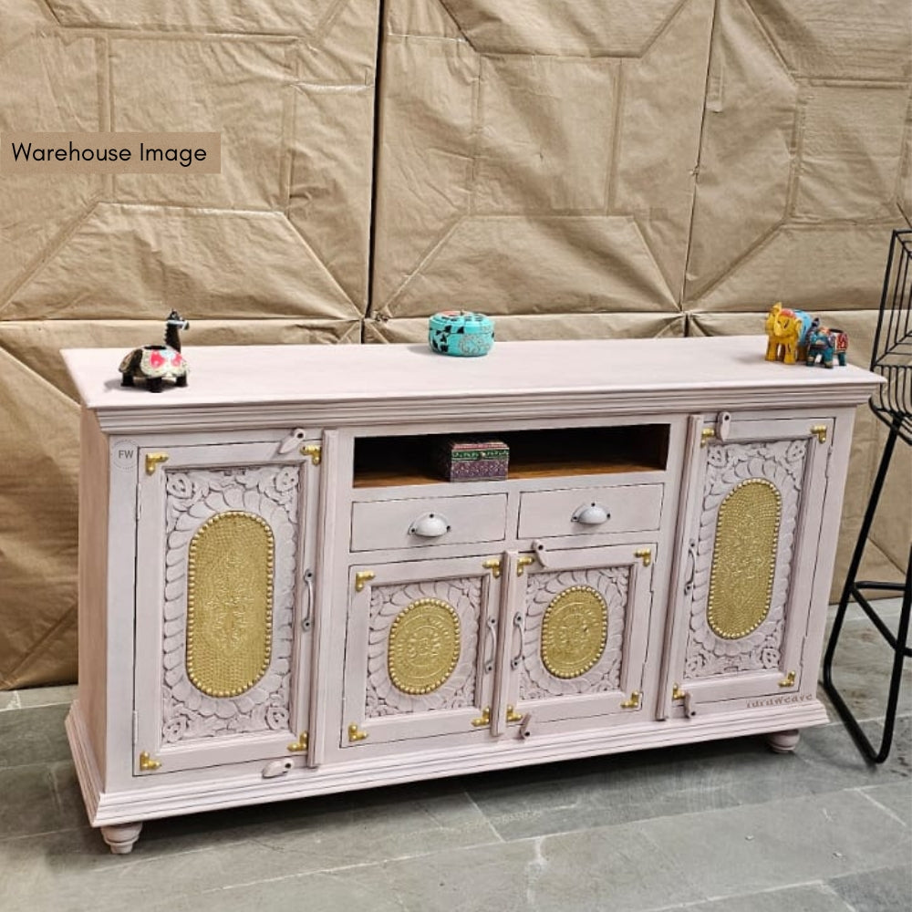 Rika Wooden Brass Fitted Sideboard (Cream)