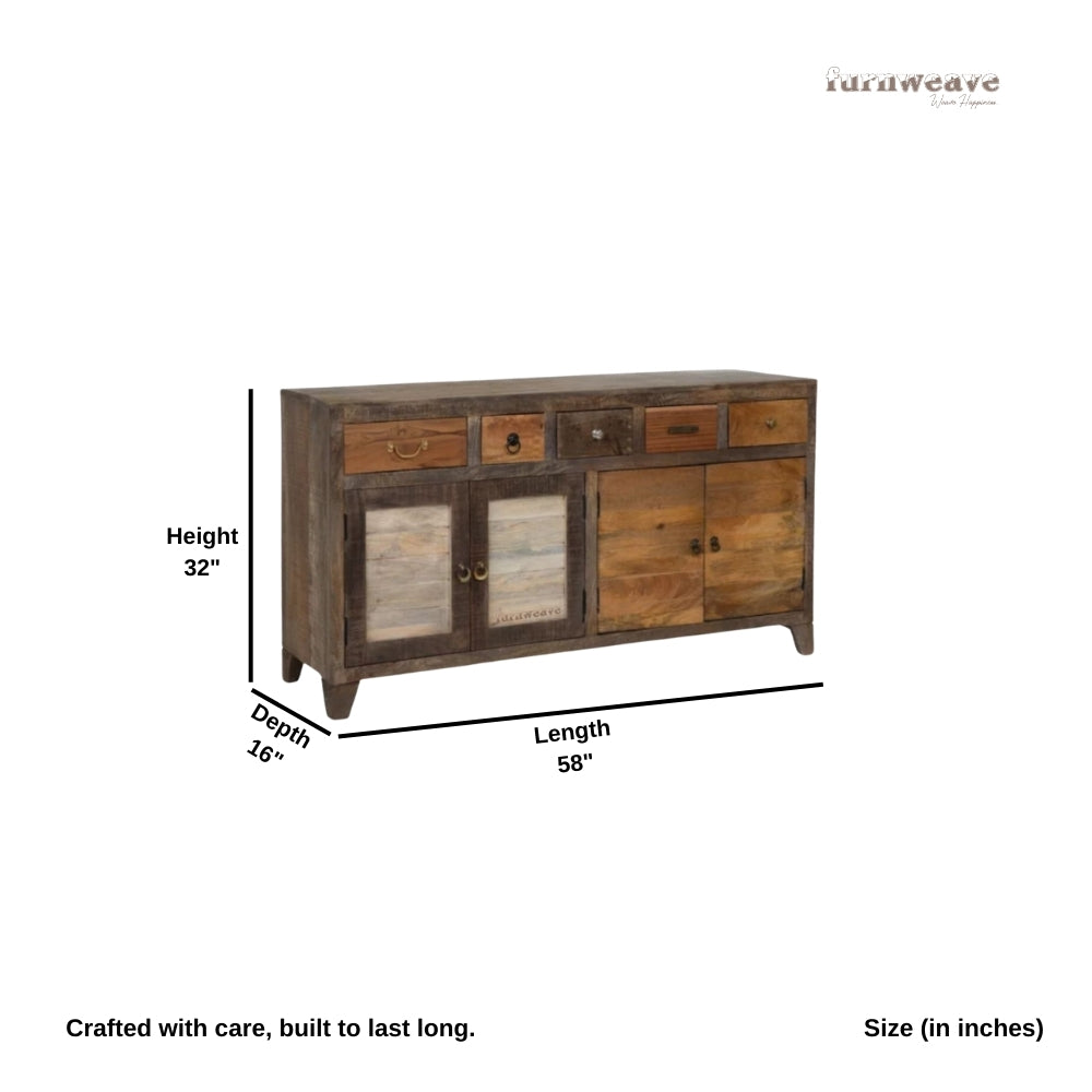 Indie Wooden Sideboard for Storage (Walnut)