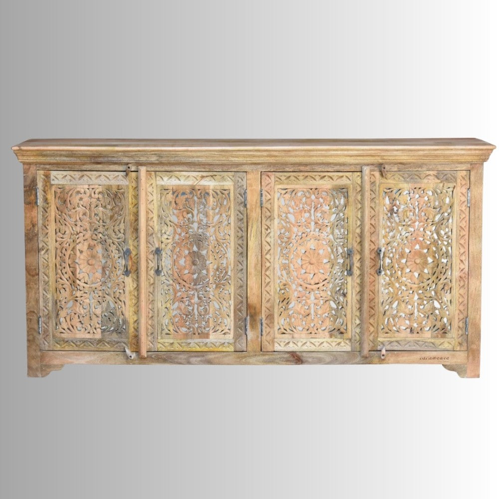 Jagti Wooden Carved Sideboard (Natural Rustic)