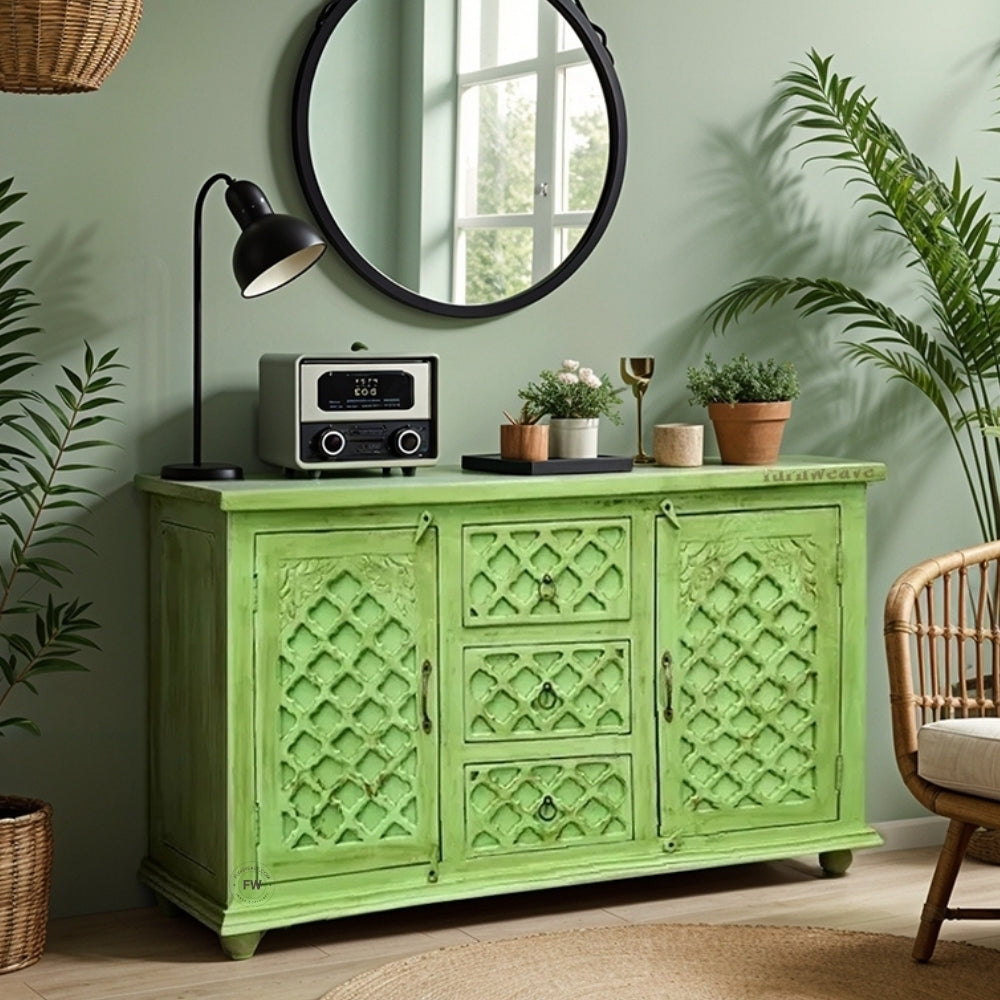 Kitchen Wooden Sideboard for Storage (Light Green Distress)