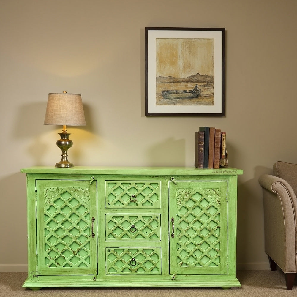 Kitchen Wooden Sideboard for Storage (Light Green Distress)