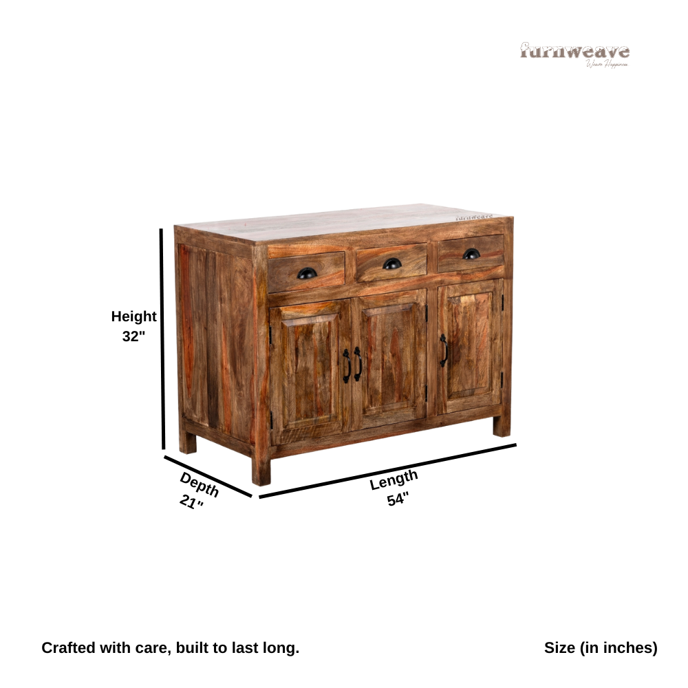 Juga Wooden Storage Sideboard (Grey Grains)