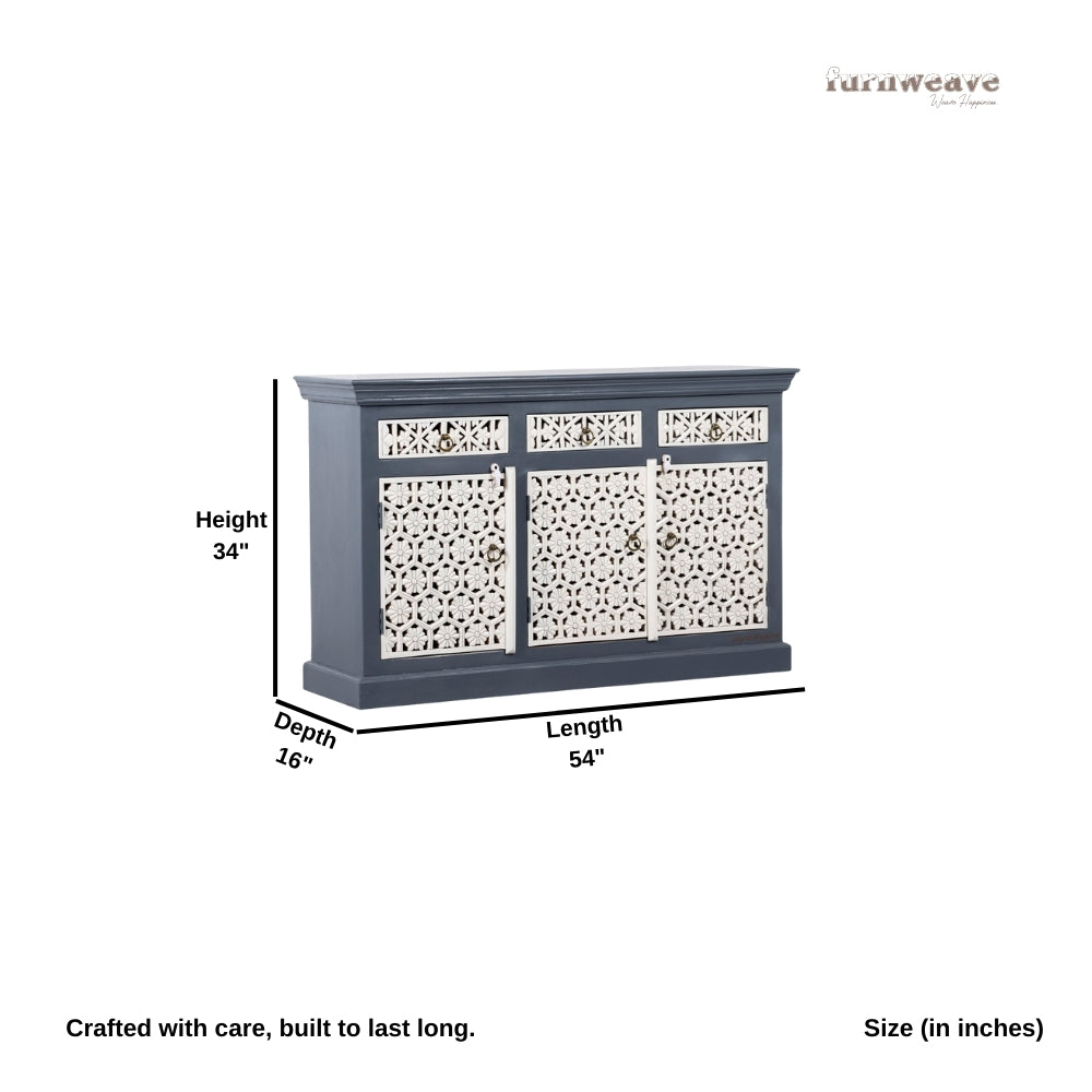 Kenta Wooden Sideboard for Storage (Grey White)