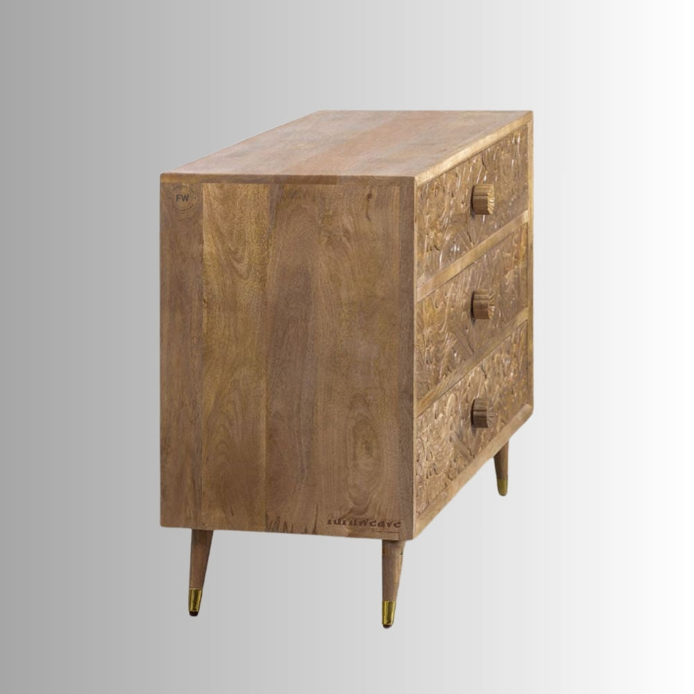 Fulera Wooden Carved Chest of Drawers (Natural)