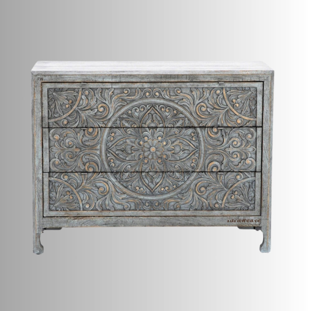 Kina Wooden Rustic Chest of Drawer (Antique Grey)