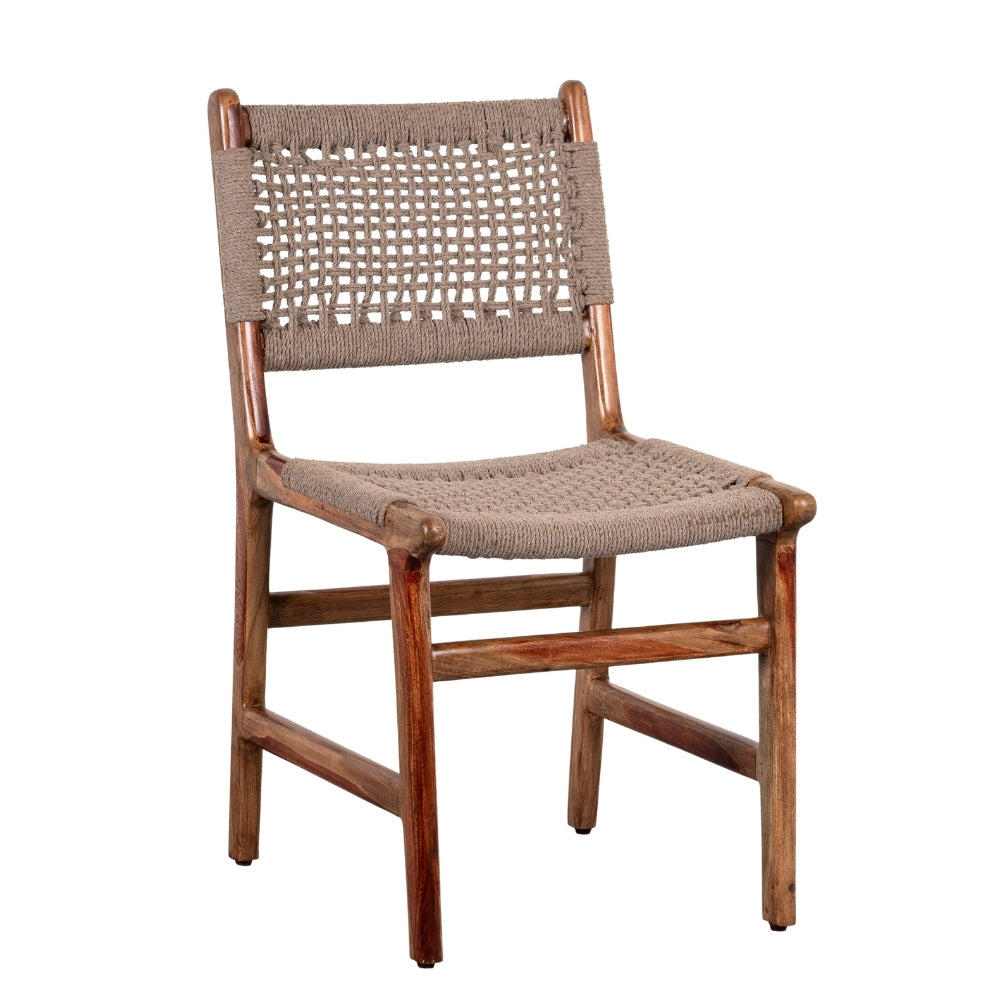 Yese Wooden Handwoven Beige Chair (Natural Brown)