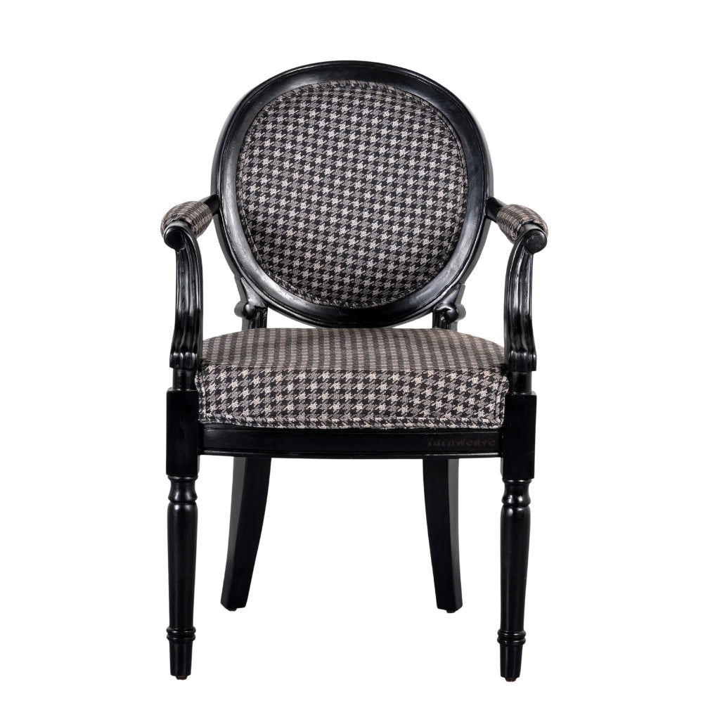 Louis Wooden Round Chair with arm (Black)