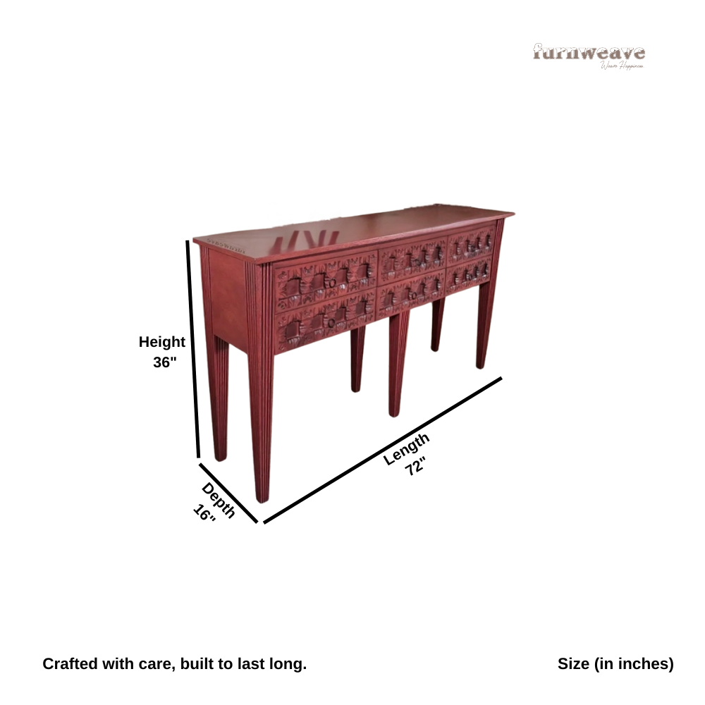 Aberta Wooden Console Foyer Table (Red Distress)